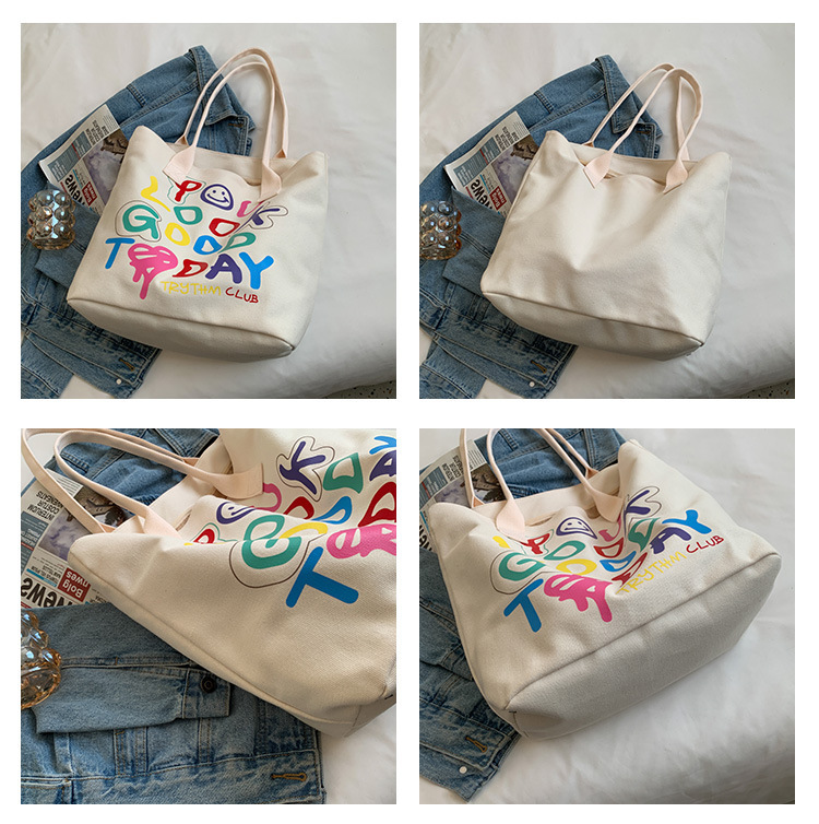 Women's Large Canvas Letter Streetwear Zipper Canvas Bag display picture 6