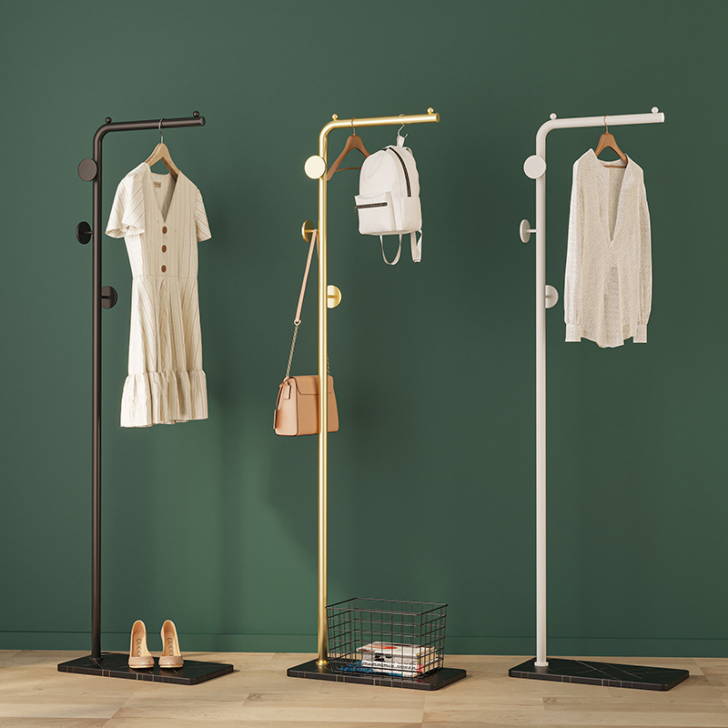 Rock Plate Stone Coat Rack Bedroom Simple Household Drying Rack Floor Light Luxury Single Rod Storage Clothes Hanging Bag Rack