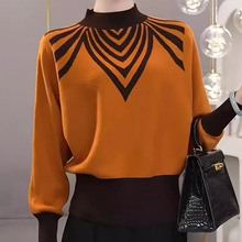 新款秋冬高领欧洲站轻奢女装毛衣气质洋气套头针织衫时尚宽松上衣