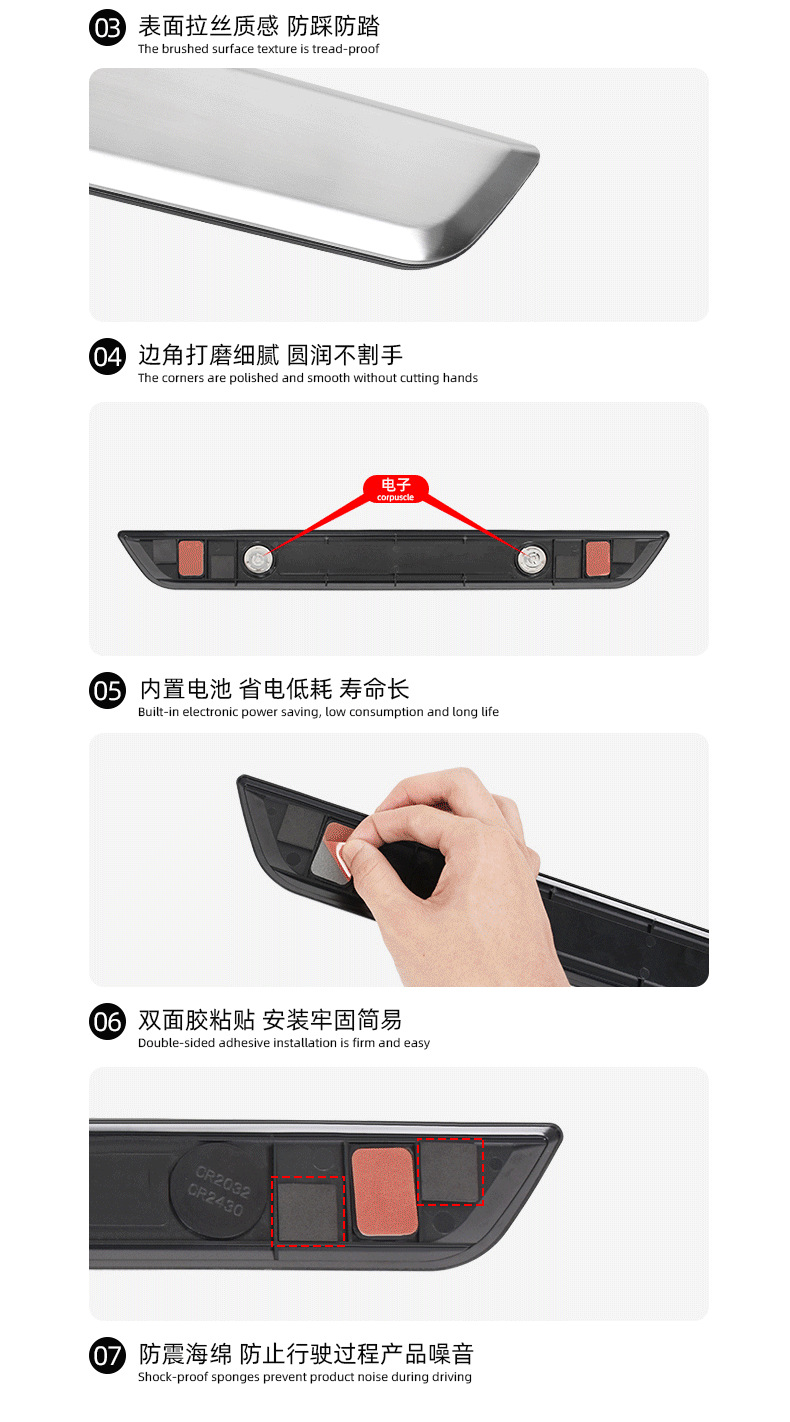 Suitable for tesla Tesla model3/Y threshold magnetic induction LED luminous welcome pedal car modification