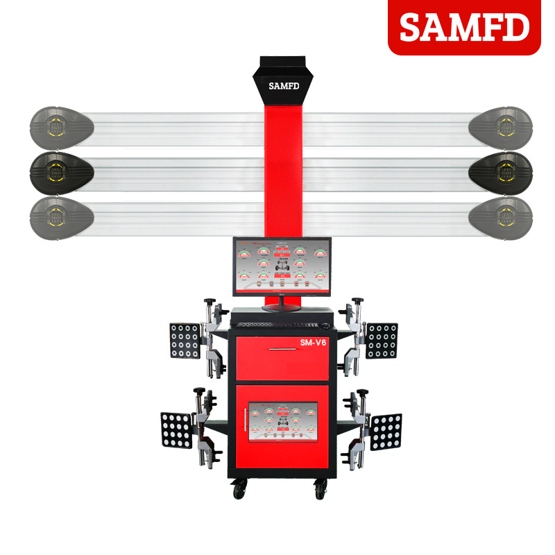SAMFD localizador automático de cuatro ruedas equipo de prueba de neumáticos de automóvil 3D con cizallas de doble columna de pórtico
