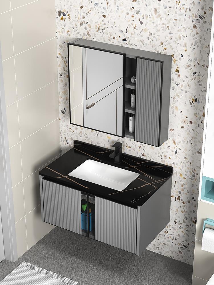 De aleación de aluminio gabinete de baño combinación simple baño Roca placa lavabo gabinete lavabo integrado cerámica mesa de lavado