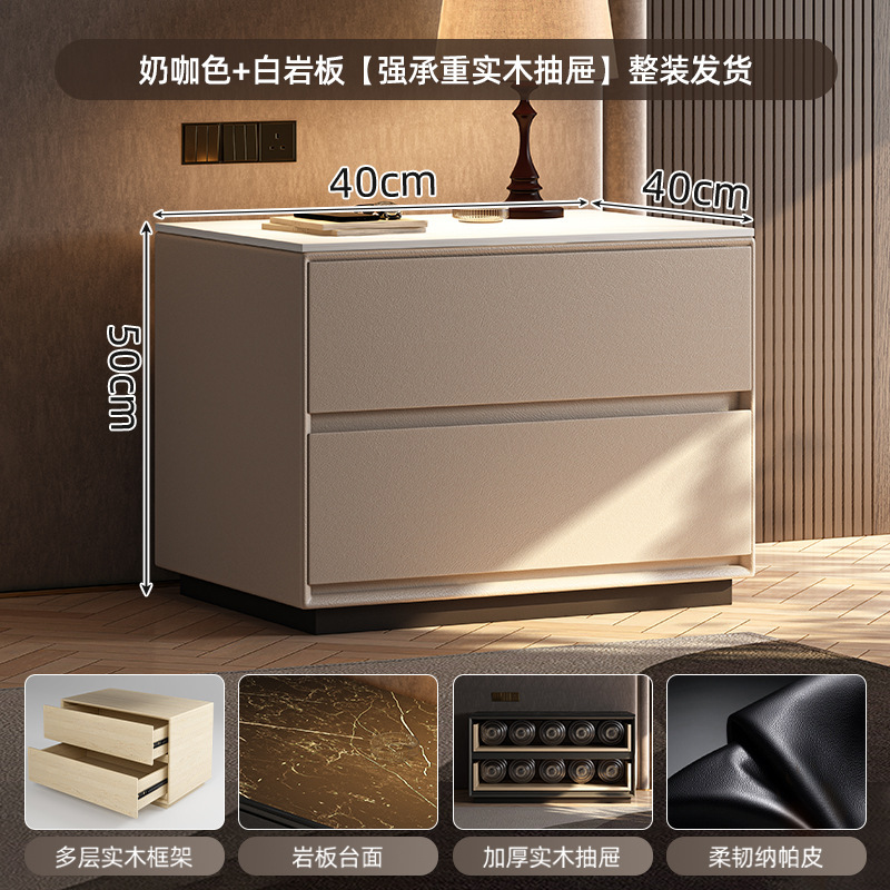 Armario de almacenamiento de mesita de noche todo en uno 2025 nuevo armario de almacenamiento de dormitorio doméstico de gran tamaño armario italiano de madera maciza de lujo ligero
