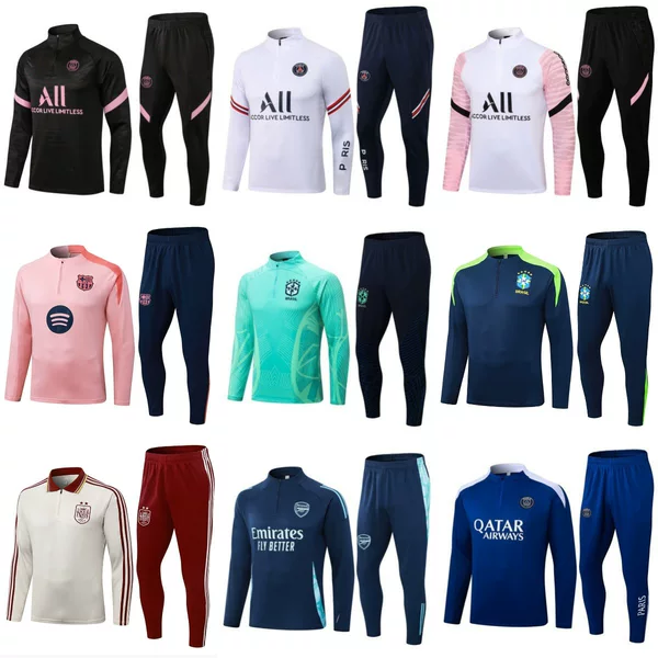 Long-Sleeved Suit Half-Zip Jersey Chelsea Inter Milan Brazil Paris Real Madrid Training Uniform Football Uniform Wholesale Dropshipping