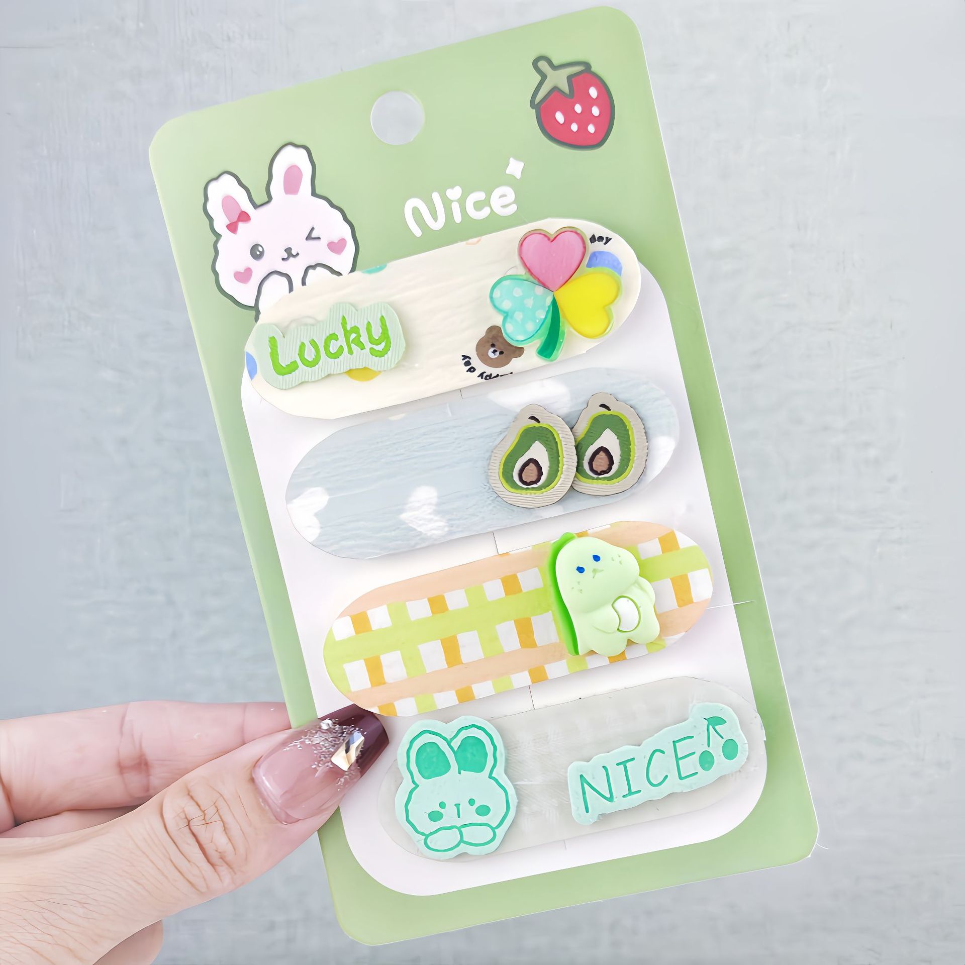 Niños nuevos Koolomi velcro para el cabello chicas coreanas en línea frange pegatinas de cabello rotas pegatinas de dibujos animados bandas de cabello toque