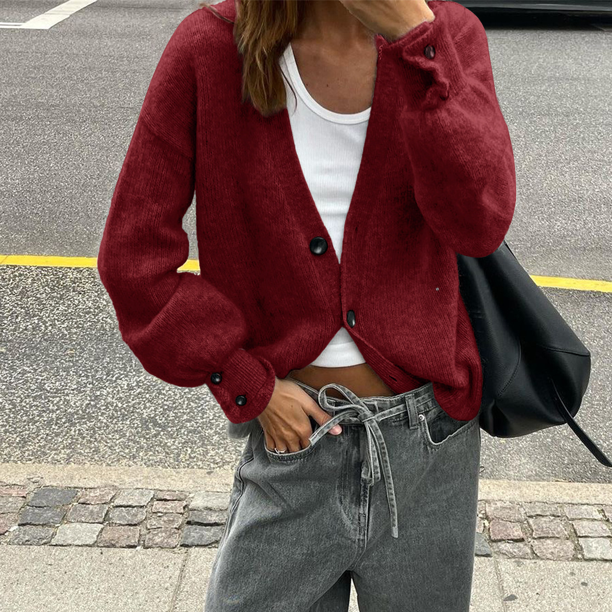Kaikuo Europa y América de moda botones de lana de manga larga suéter multicolor ropa de mujer otoño / invierno 2025 Amazon