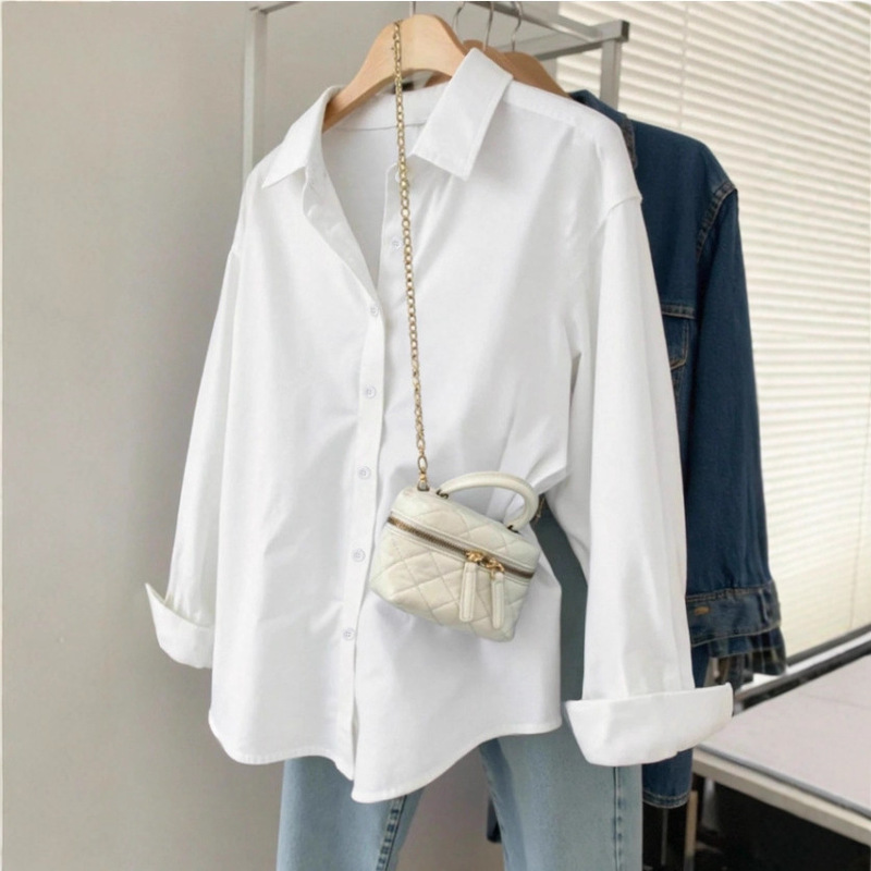 Cross-Border European and American 2025 Spring and Autumn Women's Casual Loose Long-Sleeved Shirt, Simple and Versatile