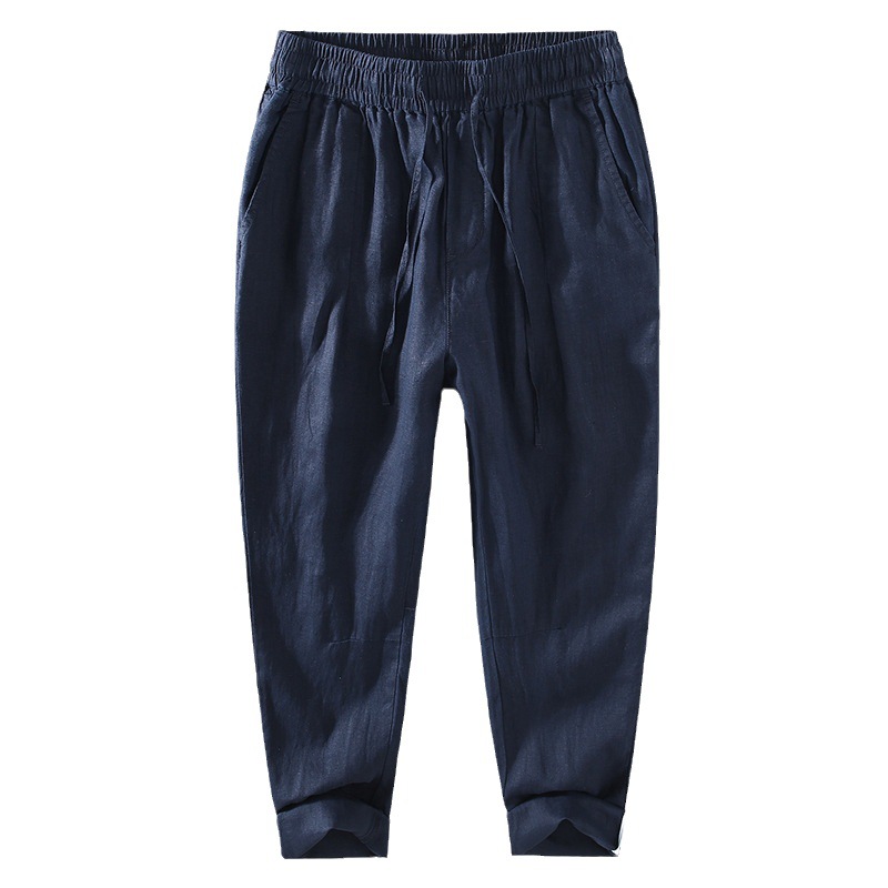 Leinenhose für Herren im chinesischen Stil, locker sitzende Hose mit geradem Bein und weitem Bein, Sommerhose aus Leinen für Herren, lässige Sporthose_voghion.com