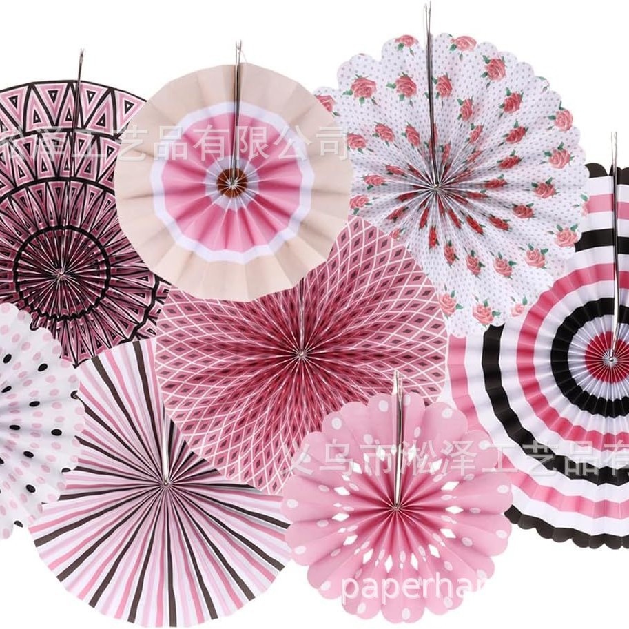 6 un conjunto de ventilador de papel redondo de origami flores festivas decoración de ventanas de bodas de cumpleaños pared de fondo DIY set