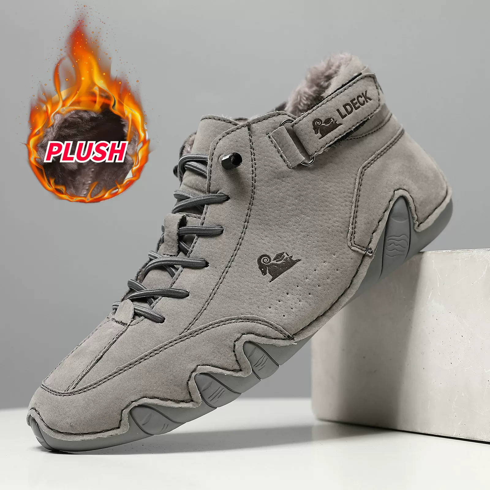 跨境爆款冬季加绒马丁靴大码八爪鱼男保暖棉鞋高帮男士运动休闲鞋