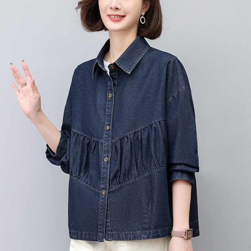 2024时间牛仔外套女新款韩版高端拼接潮牌大码宽松中年妈妈春百搭