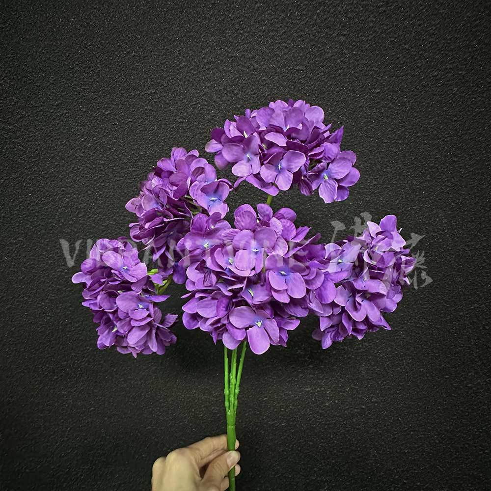 Hortensia morada de 5 cabezas