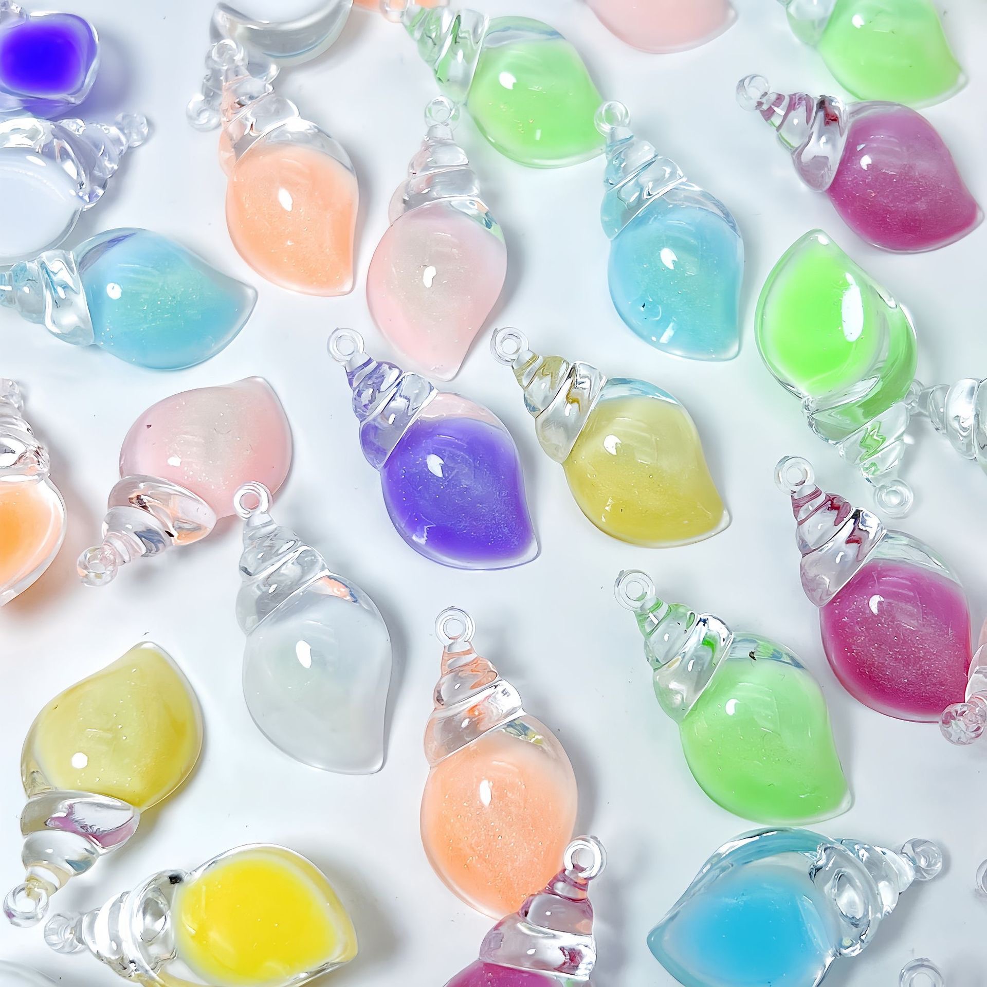 Nuevo color transparente nocturna brillante concha accesorios DIY hechos a mano colgante llavero pendientes collar colgante acrílico