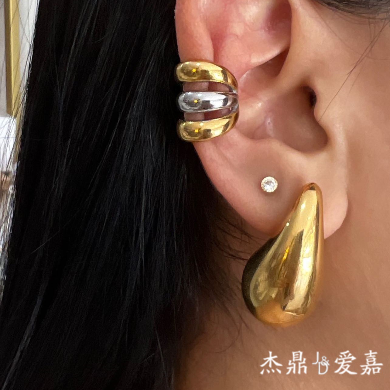 JEDING Europa y América de acero inoxidable de color hueco no agujero de alto nivel nicho pendientes de acero de titanio pendientes transfronterizos