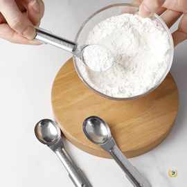 ✅跨境不锈钢烘培量勺 咖啡勺带刻度调味匙厨房多规格圆勺现