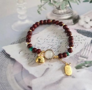S248-Pulsera Lucky and Lucky Gold Pink KT Cat Cinnabar#tamaño 509