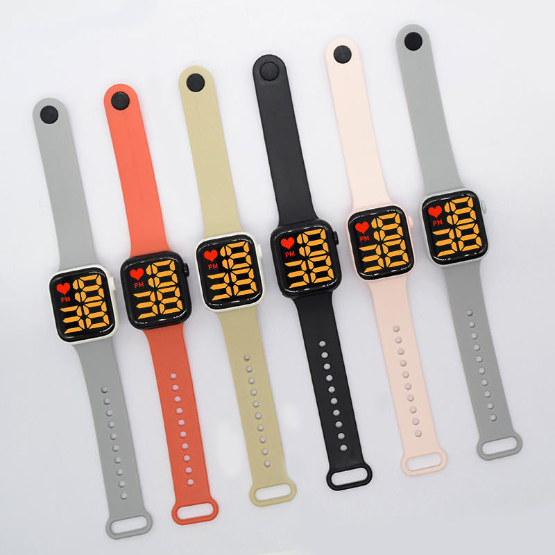 New in-stock touch LED electronic watch with large numbers, fashionable and simple square touch swimming waterproof bracelet watch details Picture