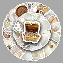 50张白色ins风手账贴纸可爱Cup stickers咕卡电脑奶茶杯防水装饰