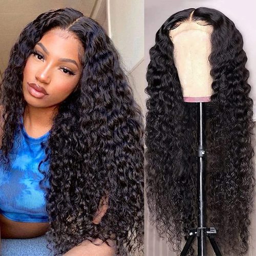 Amazon European and American wigs for women African small long curly hair chemical fiber machine-made semi-hand-woven front lace wig full headgear