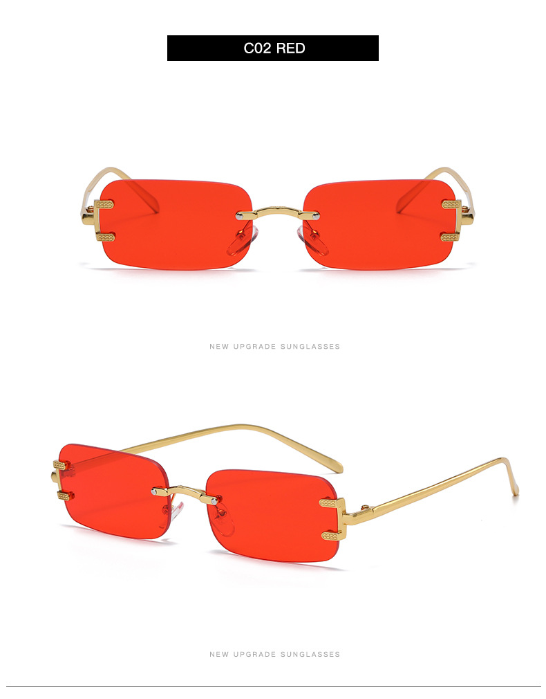 PC, UV400 Protection Lens Material Square Glasses Style Fashion Colorful PC UV400 Protection Square Frameless Women's Sunglasses