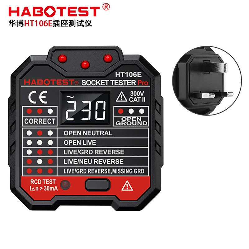 HABOTEST Factory Store HT106E Детектор розеток Электроскоп Источник питания Детектор полярности Многофункциональный