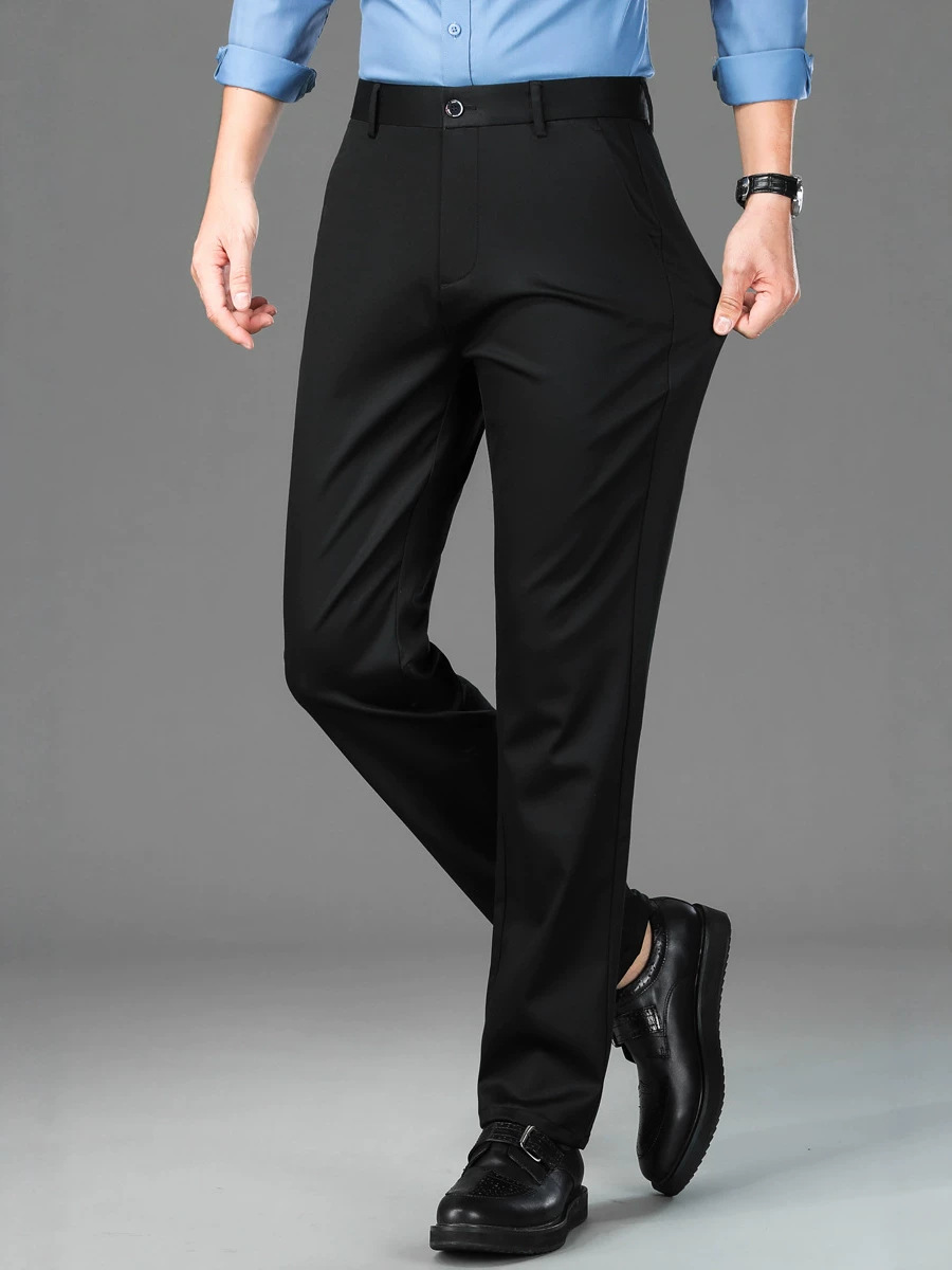 Kişi üçün düz kəsikli bambuk lifli şalvar, slim fit