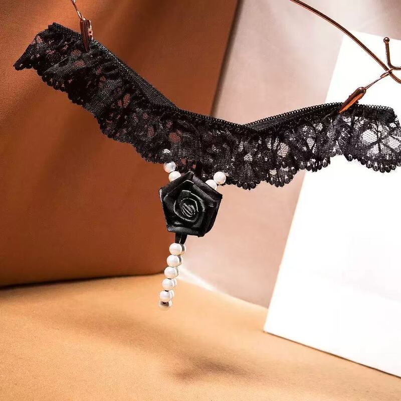 Jade Clam Containing Beads Handmade Rose Pearl Thong Temptation Lace Newlywed Sexy Underwear Rose Hot t