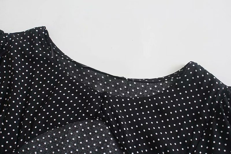 polka dot hollow short-sleeved split dress NSAM40541