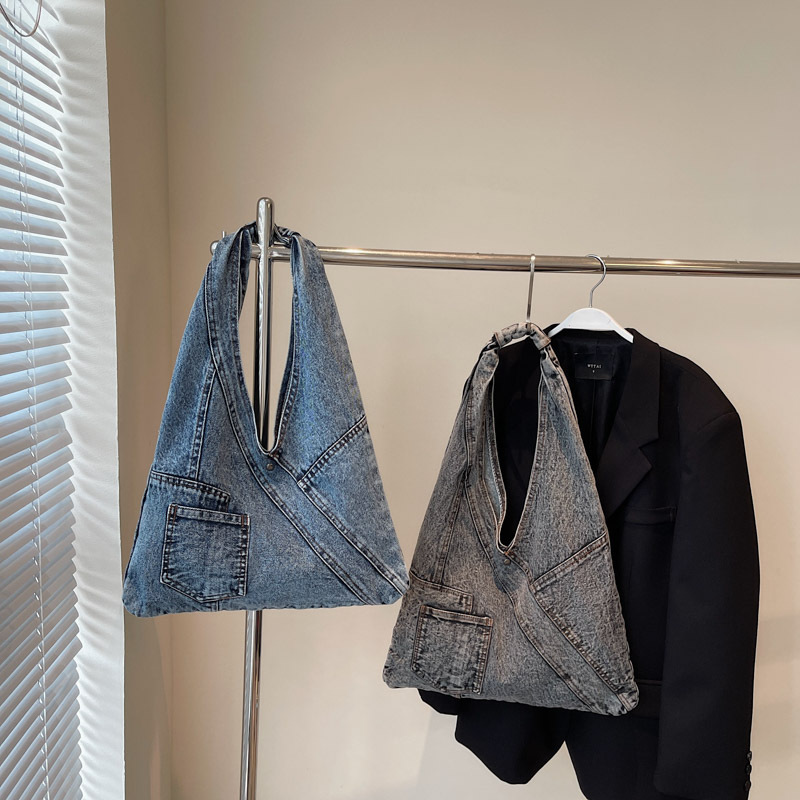 2026 New Style Washed Denim Underarm Shoulder Bag Large Capacity Casual Tote Handbag Versatile Bag Cross-Border 2026 New Style Washed Denim Underarm Shoulder Bag Large Capacity Casual Tote Handbag Versatile Bag Cross-Border
