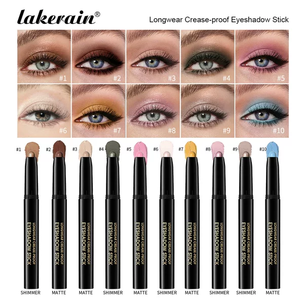 Cross-Border Lakerain Cream Eyeshadow Pen Waterproof and Sweat-Proof Matte Pearlescent Smooth Lazy Highlighter Eyeshadow Pen