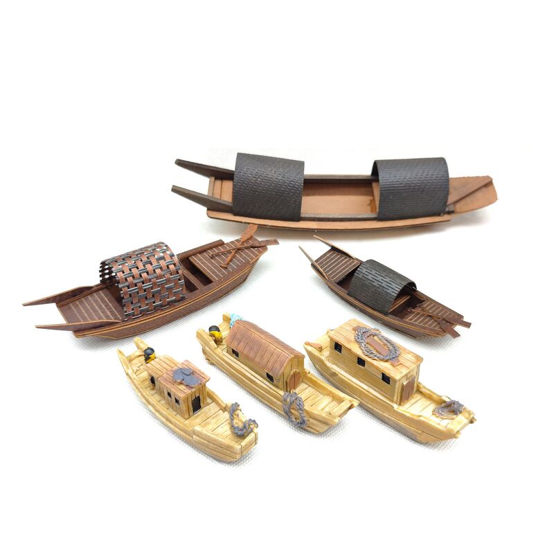 Handmade Small Boat Model Wooden Fishing Boat Chinese Style Rural Riverboat Crafts Miniature Fishing Boat Model