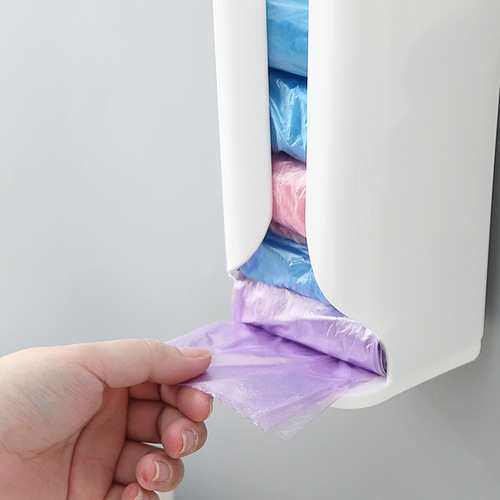 Extract garbage bag storage box wall-mounted plastic bag organizer box supermarket shopping bag storage rack