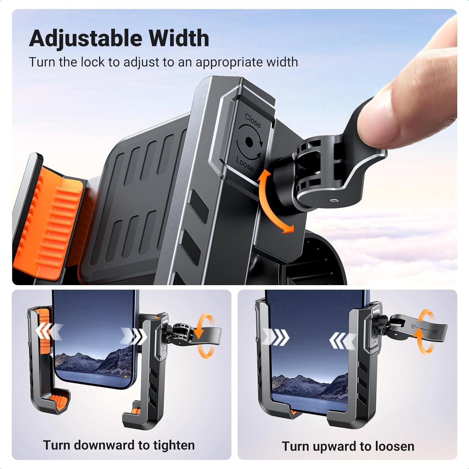 バイク用スマホホルダー 半包型 左右クリップ 電動自転車ナビゲーション サイクリング 自転車固定式スマホホルダー ハンドルバー