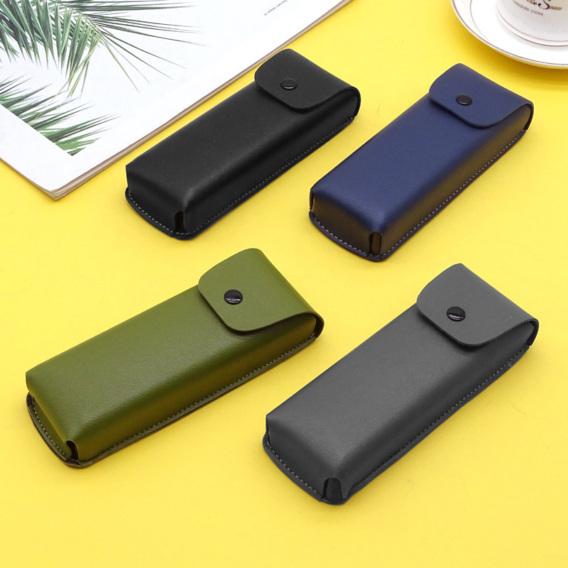 Glasses box factory wholesale portable anti-pressure snap soft bag sunglasses glasses case presbyopic glasses retro PU glasses storage bag