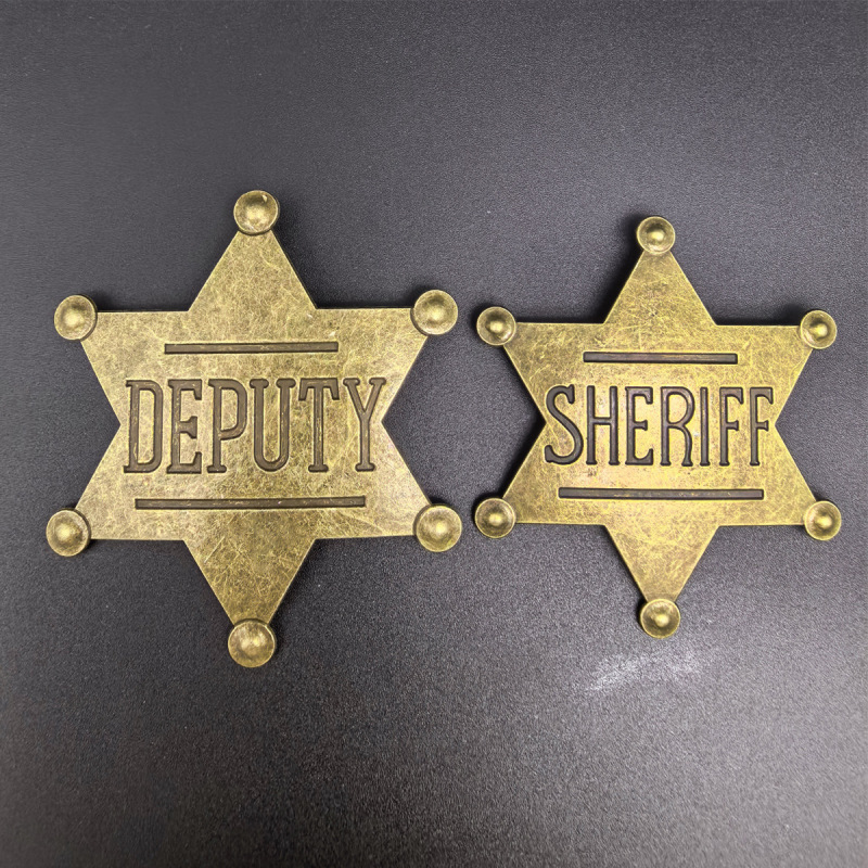 Cross-border Hot Selling Cowboy Hat Five-pointed Star Pin Glazed Star Brooch US Governor Honor Hat Badge Badge