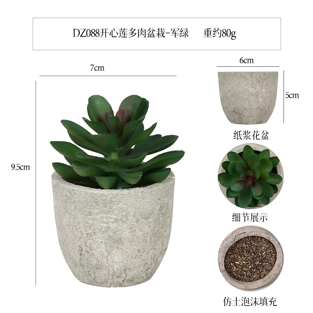 Más de 100 estilos de macetas de pulpa de papel vintage con plantas suculentas simuladas, pequeños adornos populares de estilo jardín para decoración del hogar transfronteriza. image 83