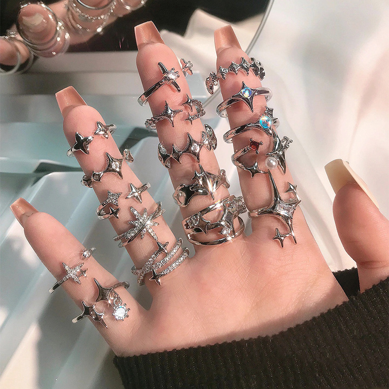 簡約時尚小眾設計星芒不規則開口戒指ins冷淡風個性高級感指環潮