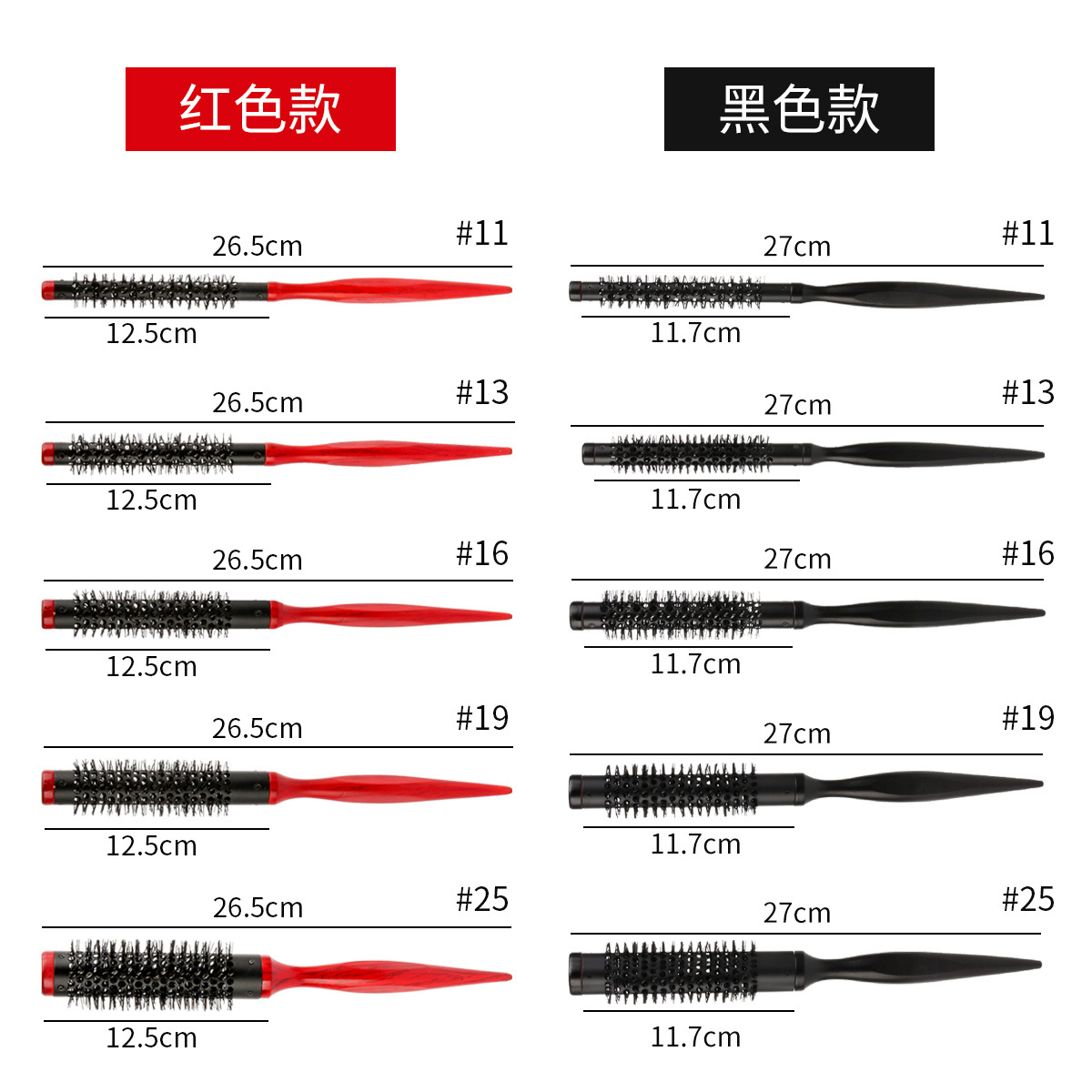 Estilista especial resistente a altas temperaturas de lana de nylon cilindro de rodadura ultra-fino pequeño rodillo de lana peine soplado raíz del pelo tubo de aluminio punta cola peine hebilla interior