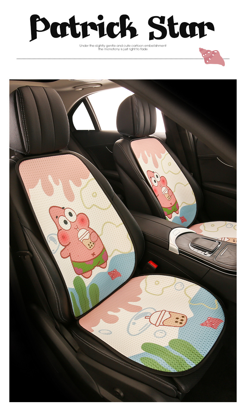 Patrick Star Cartoon Car Seat Cushion, Suitable for All Seasons, Cute Thin Breathable Seat Cover for Girls, Summer Cooling Pad with Ventilation