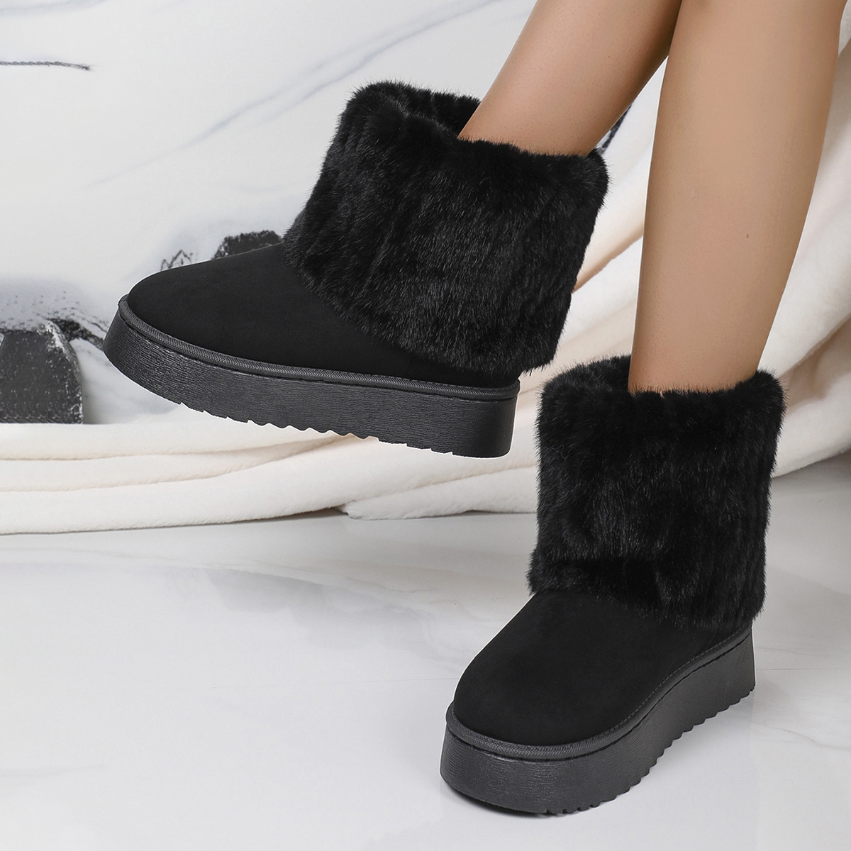 Women’s Shoes Winter Snow Boots – Fur-Lined Shoes (Non-Slip & Cozy)_voghion.com