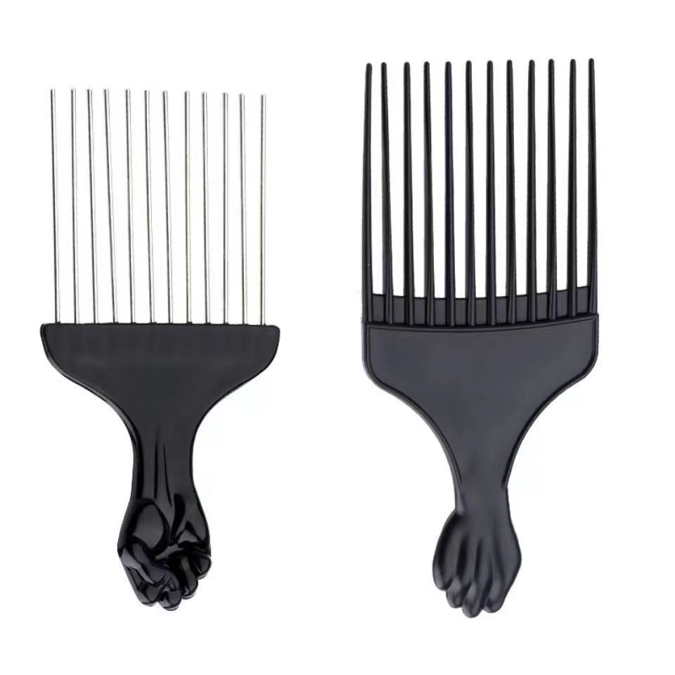 Punto del fabricante Peine de aguja de acero de plástico negro Peine especial para corte de pelo Peine multifunción para hombre