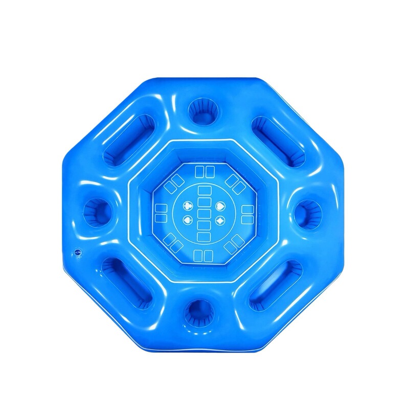 Inflatable Water Floating Game Table, Pool Poker Table with Cup Holder, Storage, Multifunctional Pvc Float