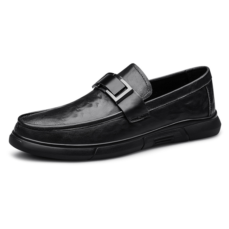 Zapatos de cuero casuales de negocios para hombres, zapatos de suela gruesa, zapatos de conducción de moda juvenil, cuatro estaciones, zapatos de cuero para hombres.