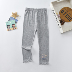 Summer girls' leggings new style children's trousers with fungus edges two bunny bows children's trousers children's clothing factory