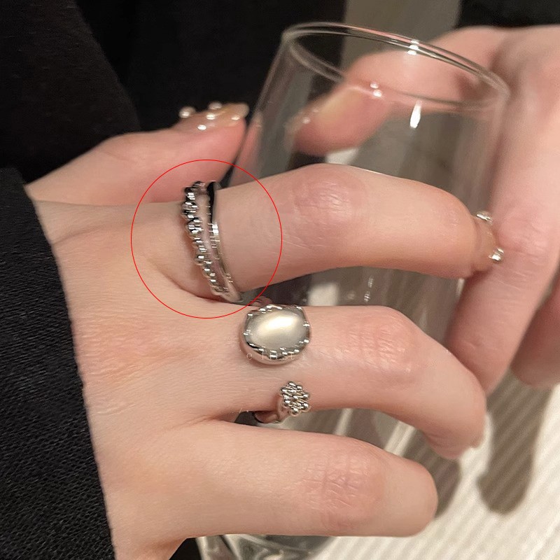 Anillo de circonita de perlas de viento ins, nicho femenino, sentido de alta gama, simple y ligero, anillo de novia de lujo, anillo de apertura de temperamento al por mayor