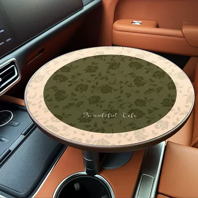 Anti-slip mat – Table Leather Mat Round - green-vine-flower-3232cm