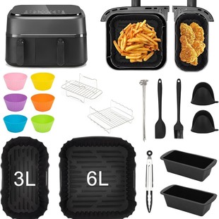 Air Fryer Accessories Air Fryer Double Basket Accessories Na350 Air Fryer Accessories Set Silicone Baking Pan