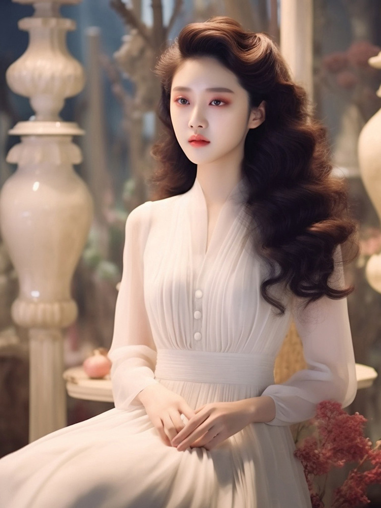 Váy maxi dài tay trắng tôn dáng cho nữ mùa hè — Màu trắng chi tiết 4