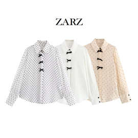 ZARZ 自制 欧美风 新款女装 经典 时尚百搭蝴蝶结饰衬衫2136623