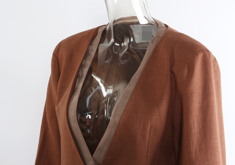 GraceChic 25 Set due pezzi da donna, blazer + pantaloni, patchwork in lino, stile a blocchi di colore, autunno inverno, moda 1827_voghion.com